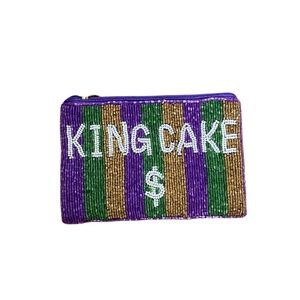 Mardi Gras King Cake $ Beaded Pouch